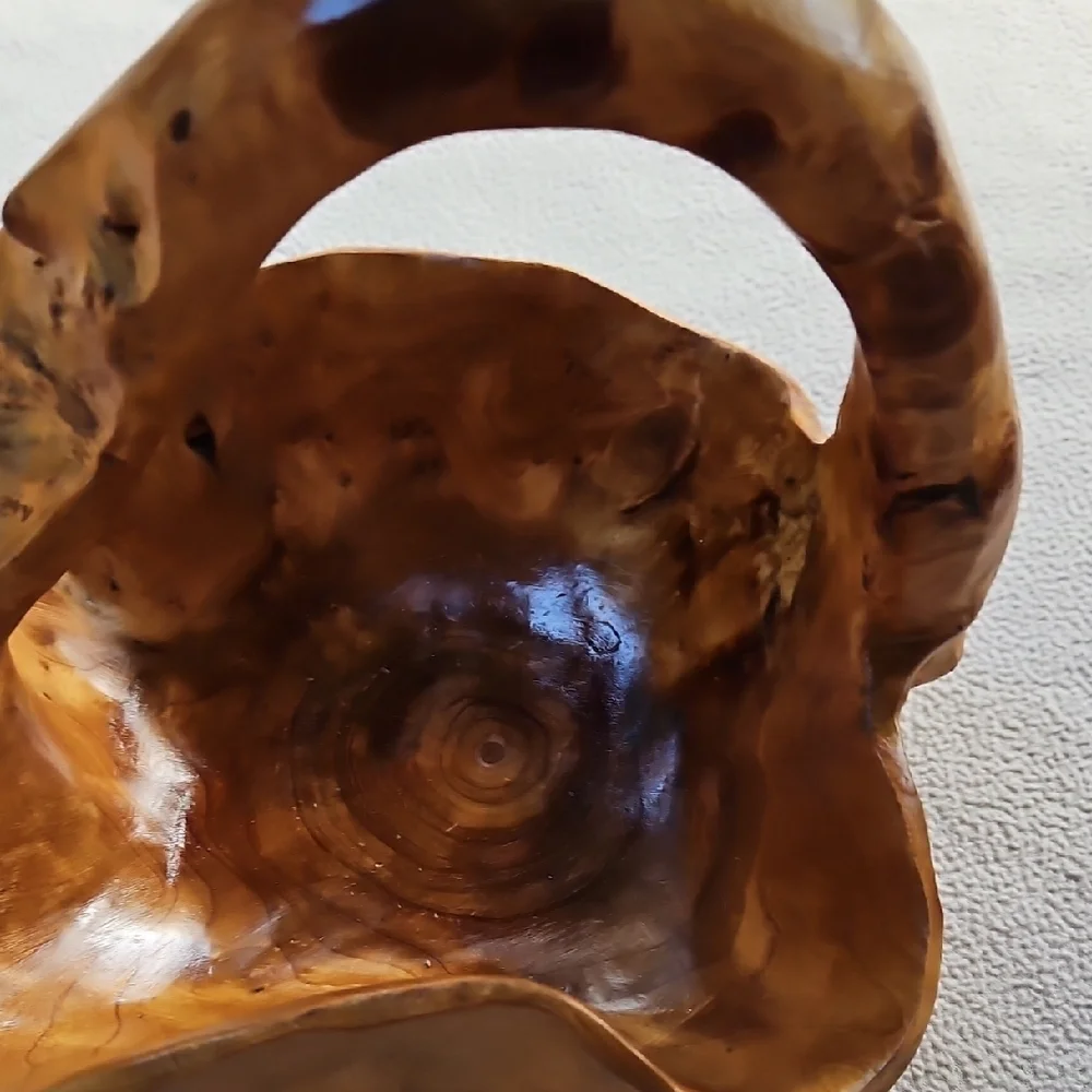 Stunning Handcrafted Burl Wood Basket